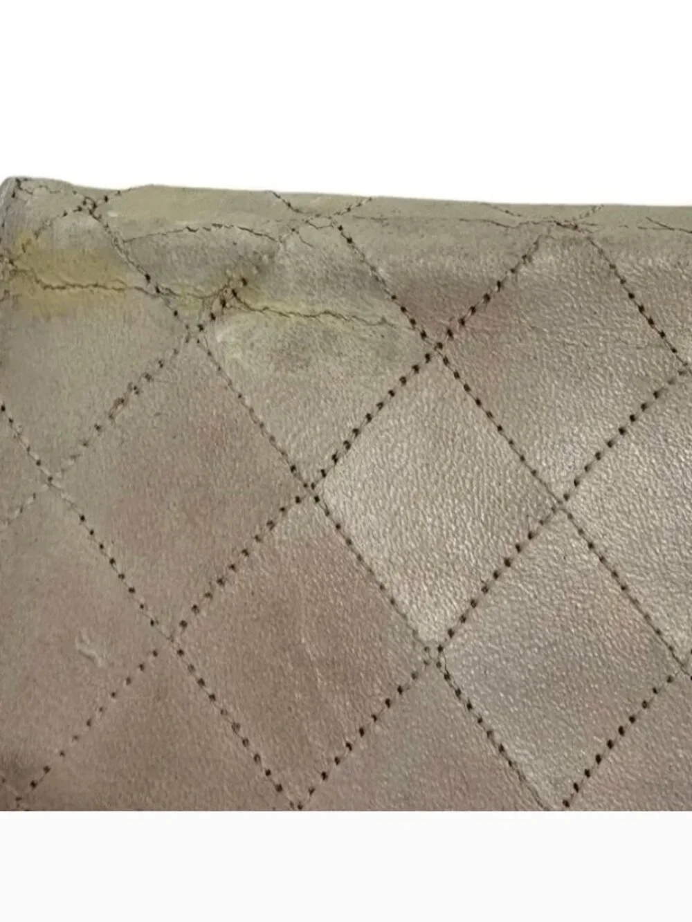 💯 Authentic Chanel Beige Quilted Shoulder Bag with Gold Chain w COA